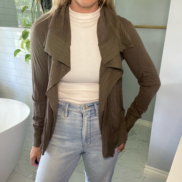 Anthropologie Tiny Moss Green Open Front Cardigan - Picture 4 of 5